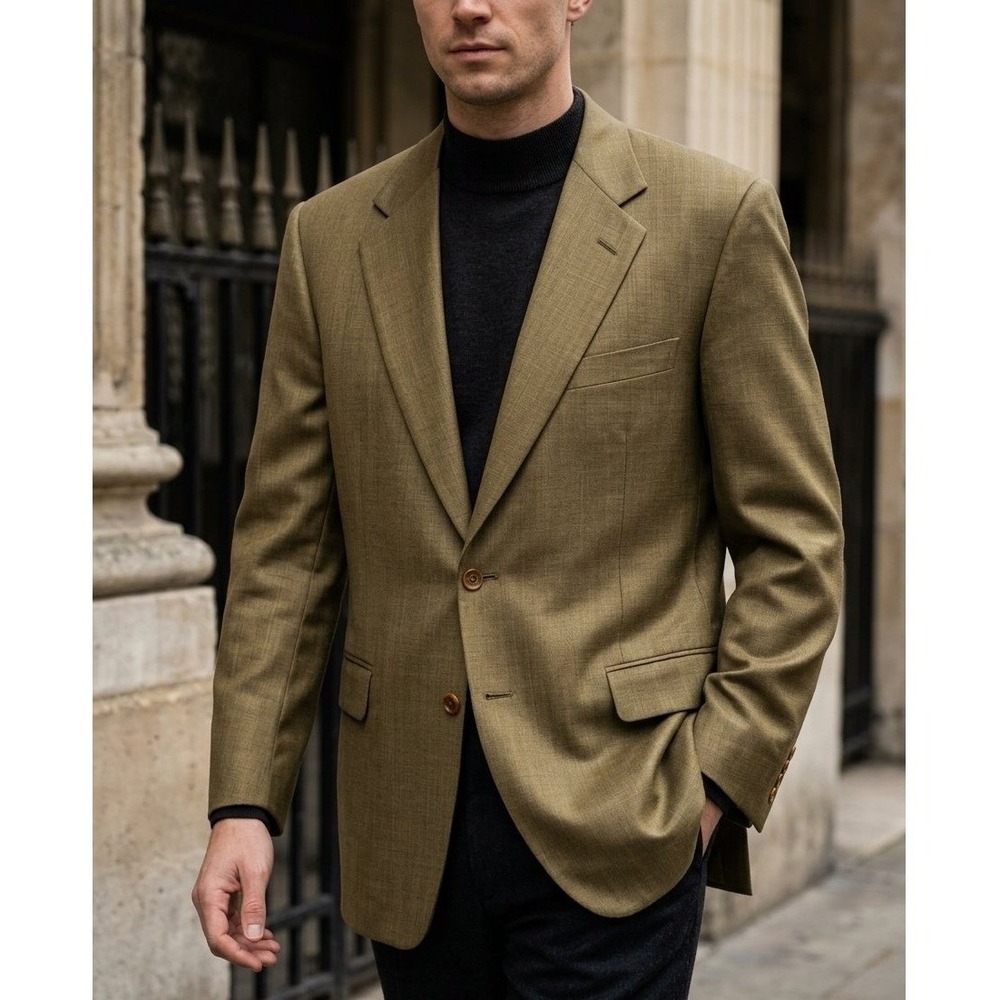 Canali Blazer Mens IT 52R/US 42R Olive Wool 2 Button Sport Coat Made in Italy